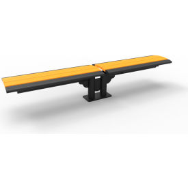 Phoenix 8' Double Cantilever Recycled Plastic Bench w/o Back, In-Ground Mount, Brown