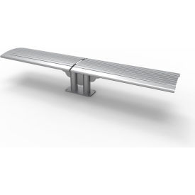 Phoenix 8' Double Cantilever Steel Bench without Back, In-Ground Mount, Gray