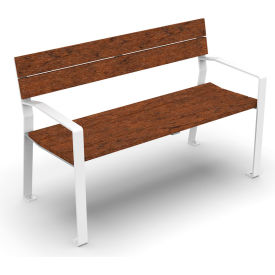 New Haven 4' Ash Wood Bench with Back & Armrests, Brown