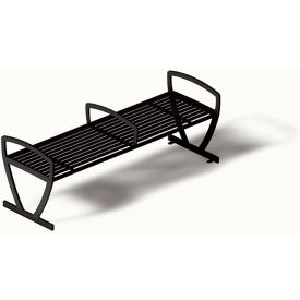 Augusta 6' Outdoor Bench without Back & without Side Armrests, Surface Mount, Black