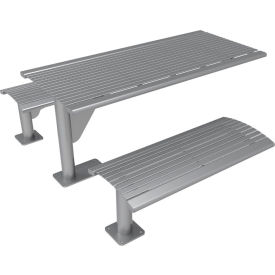 6' Cantilever Steel Table with Backless Benches, Surface Mount, Gray