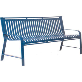 UltraSite Oxford 6' Outdoor Bench with Back, Surface Mount, Blue