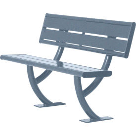 UltraSite Hartford 4' Bench with Back, In-Ground Mount, Gray