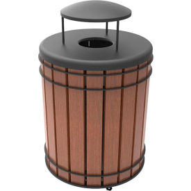 Madison IPE Wood Outdoor Trash Can with Ash Urn Lid, 36 Gallon Capacity, Brown