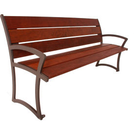 Madison 8' IPE Wood Bench with Back & Armrests, Brown