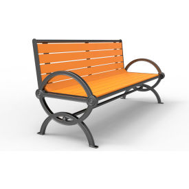 Durham 6' Recycled Bench with Back, Portable/Surface Mount, Brown