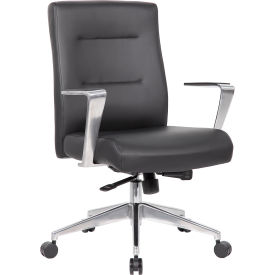 Modern Conference Chair, Mid Back, 19-1/2" - 22-1/2"H Seat, Black