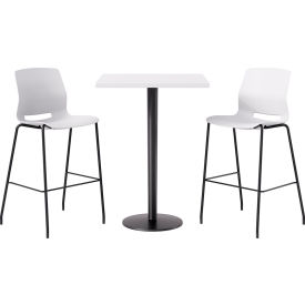 30" Square Table with 2 Imme Armless Barstools, White Seat/Designer White Top