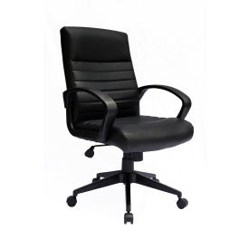 Task Chair, Ribbed High Back, 19" - 21-1/2"H Seat, Black