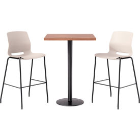 30" Square Table with 2 Armless Barstools, Moonbeam Seat/River Cherry Top