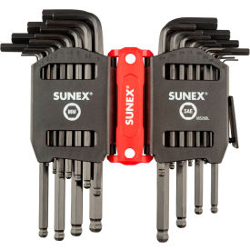 26 Pieces SAE & Metric Ball End Long Arm Hex Key Set, 0.05"-3/8", 2mm-10mm