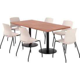 36" x 72" Table with 6 Armless Chairs, Seat/River Cherry Top