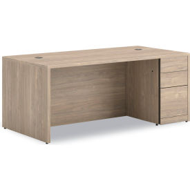 Full Height Single Pedestal Office Desk, 72"W x 36"D x 29-1/2"H, Walnut