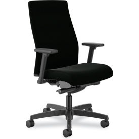 Ignition 2.0 Upholstered Task Chair, Mid Back, Plastic Arms, 17" - 21-1/2"H Seat, Black