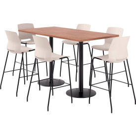 36" x 72" Table with 6 Armless Barstools, Seat/River Cherry Top