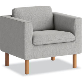 Parkwyn Club Chair with Arms, Fabric Seat, Oak/Gray