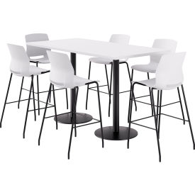 36" x 72" Table with 6 Imme Armless Barstools, White Seat/Designer White Top