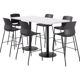 36" x 72" Table with 6 Armless Barstools, Black Seat/Designer White Top