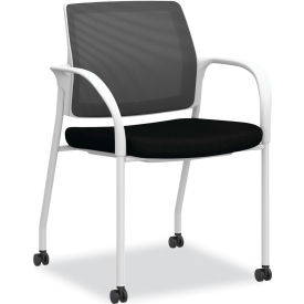 Ignition Mobile Guest & Reception Stacking Chair, Designer White Frame/Black Seat