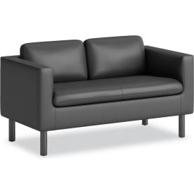 Parkwyn Reception Upholstery Polyurethane Loveseat, 53-1/2"W x 26-3/4"D x 29"H, Black