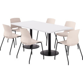 36" x 72" Table with 6 Imme Armless Chairs, Moonbeam Seat/Designer White Top