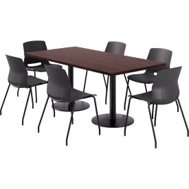 36" x 72" Table with 6 Imme Armless Chairs, Black Seat/Espresso Top