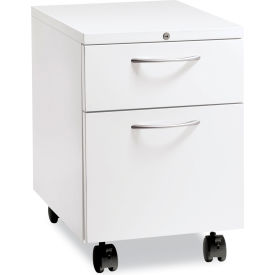 Flagship Mobile Pedestal File Cabinet with 2 Drawers, 15"W x 22-7/8"D x 22"H, White