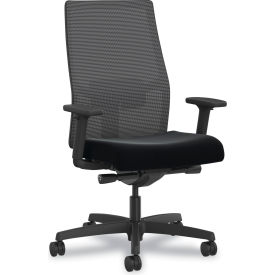 Ignition 2.0 4-Way Stretch Task Chair, Gray Adj. Lumbar Support, 17" - 21"H Seat, Black