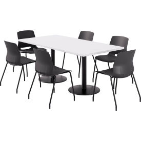 36" x 72" Table with 6 Imme Armless Chairs, Black Seat/Designer White Top
