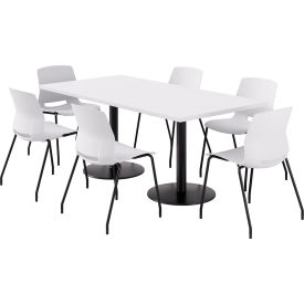 36" x 72" Table with 6 Armless Chairs, White Seat/Designer White Top