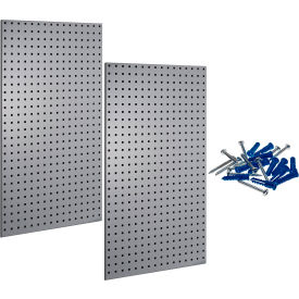 LocBoard Square Hole Pegboard, 24"W x 9/16"D x 42-1/2"H, Gray, Pack of 2