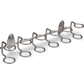 Multi-Ring Holder For 1/8" & 1/4" Pegboard, 9"W x 1/2"D x 2"H, Silver