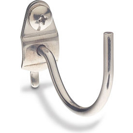 Curved Hook for 1/8" & 1/4" Pegboard, 1"W x 2-1/4"D x 2"H, Silver, Pack of 3