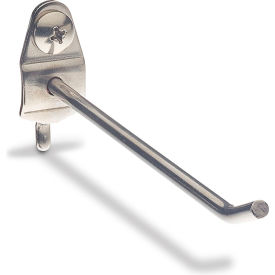 Single Rod Hook For 1/8" & 1/4" Pegboard, 1"W x 4"D x 2"H, Silver, Pack of 3