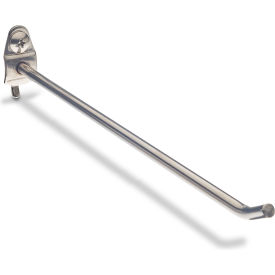 Single Rod Hook for 1/8" & 1/4" Pegboard, 1"W x 8"D x 2"H, Silver, Pack of 2