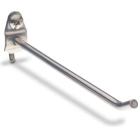 Single Rod Hook For 1/8" & 1/4" Pegboard, 1"W x 6"D x 2"H, Silver, Pack of 3