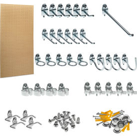 HD Pegboard & Locking Hook Assortment, 24"W x 1/4"D x 48"H, Natural, Pack of 37