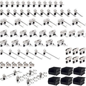 Hook & Bin Assortment For Stainless Steel LocBoard, Silver, Pack of 72