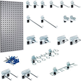 LocBoard Pegboard & LocHook Assortment, 18"W x 9/16"D x 36"H, Gray, Pack of 19