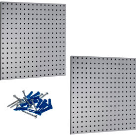 LocBoard Square Hole Pegboard, 24"W x 9/16"D x 24"H, Gray, Pack of 2