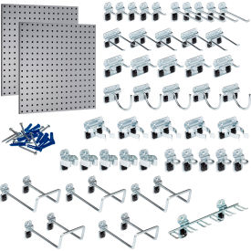 LocBoard Pegboard & LocHook Assortment, 24"W x 9/16"D x 24"H, Gray, Pack of 48