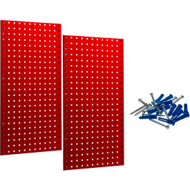 LocBoard Square Hole Pegboard, 18"W x 9/16"D x 36"H, Red, Pack of 2