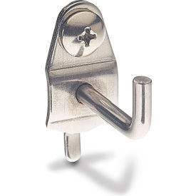 Single Rod Hook For 1/8" & 1/4" Pegboard, 1"W x 1-1/8"D x 2"H, Silver, Pk of 3
