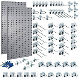 LocBoard Pegboard & LocHook Assortment, 24"W x 42-1/2"H, Gray, Pack of 65