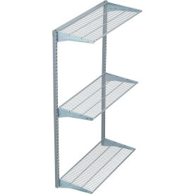 Storability Wall Mount Shelving Unit, 3 Shelves, 33"W x 16"D x 63"H, Gray
