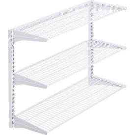 Wall Mount Shelving Unit, 3 Shelves, 33"W x 16"D x 31-1/2"H, White