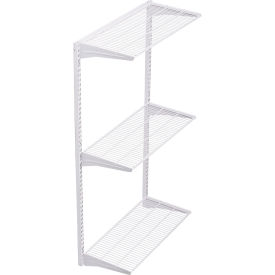 Storability Wall Mount Shelving Unit, 3 Shelves, 33"W x 16"D x 63"H, White