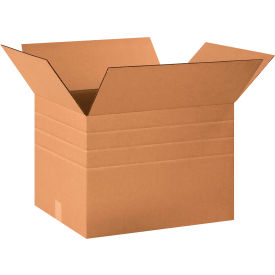 Multi Depth Cardboard Corrugated Boxes, 18"L x 14"W x 12"H, Kraft