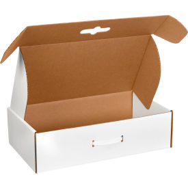 Corrugated Carrying Mailers, 18-1/4"L x 11-3/8"W x 2-11/16"H, White