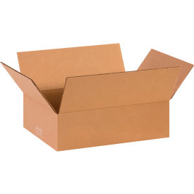 Flat Cardboard Corrugated Boxes, 15"L x 11"W x 4"H, Kraft